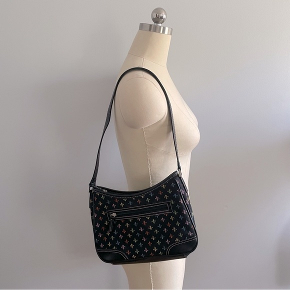 Crazy Horse x Liz Claiborne Fleur-de-lis Shoulder Bag- Black and Multicolored - Picture 9 of 11